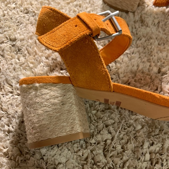 TOMS Orange/Tan Rosa Suede Heels - Picture 6 of 8
